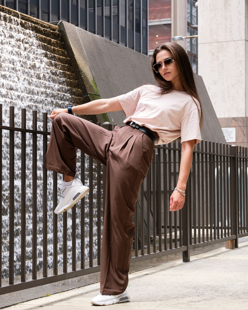 Stylish Woman in Brown Clothes